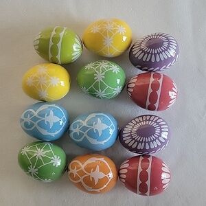 12 Ceramic Colorful Decrotive Lightweight‎ Eggs Easter